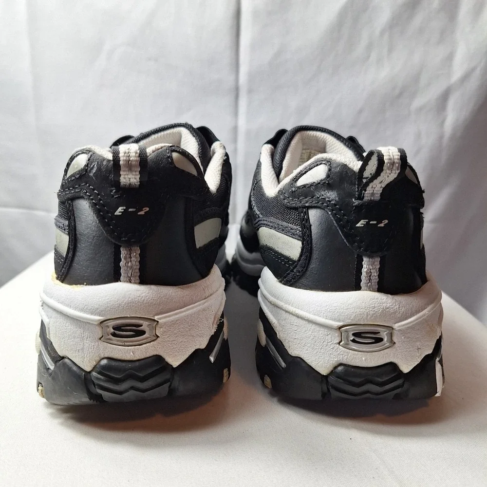 SKECHERS D'Lites - Biggest Fan Sneakers Womens Sz 8 Black White Retro Skater Y2K